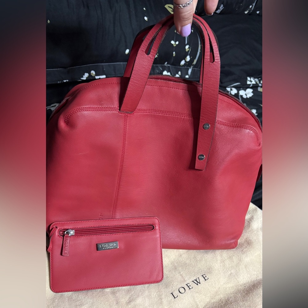 LOEWE Red Napa Leather satchel  with Pouch 🔥